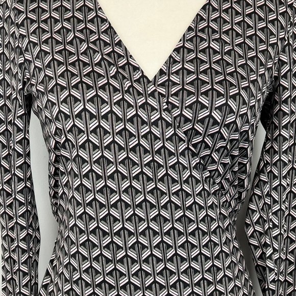 Diane von Furstenberg Womens Karis Silk Faux Wrap Dress Gray Geo Print size 2 - Picture 6 of 14